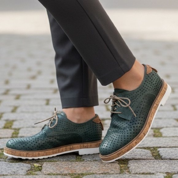 Murratti Jeans green Perforated Lace-Up Casual Shoes